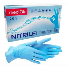 Перчатки нитриловые, не опудренные, р. М (100 шт) синие, mediOk