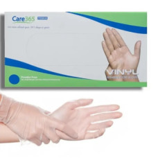 Перчатки виниловые не опудренные  XL (100 шт) прозрачные CARE 365