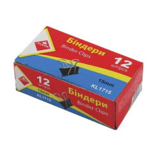 Біндер 15мм, (1шт) чорний, KL1715