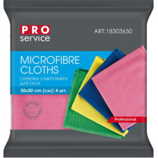 Салфетки микрофибра для окон и зеркал (30*30см) 4шт /PROservice Color Mix 