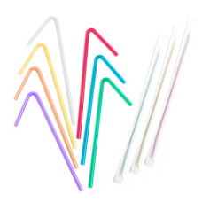 Трубочка для сока, цветная с коленом в индивидуальной упаковке, 210 мм, d=4,8 мм, 200 шт/уп 