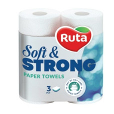Полотенца бумажные Рута Soft&Strong белые 3-х слойн. 2шт