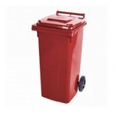 Контейнер для мусора уличный на колесах с крышкой, красный, пласт. 120 л,169097