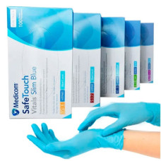 Перчатки нитриловые не опудр. M (100 шт) синяя SafeTouch Advanced Slim Blue