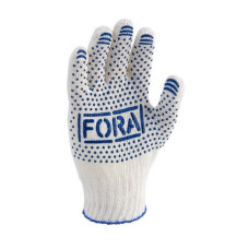Перчатки трикотажные с нанесением ПВХ, белые. с рисунком (7 кл),Фора 15000