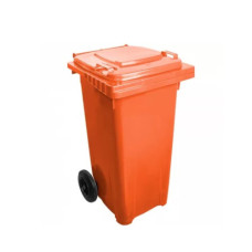 Контейнер для мусора уличный на колесах с крышкой, оранжевый, пласт. 120 л,169097