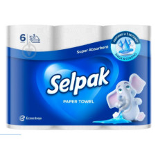 Полотенца бумажные целлюлозные рулон. белые  (220*110мм/11,5м) 3х слойн/84отр. (6шт) Selpak