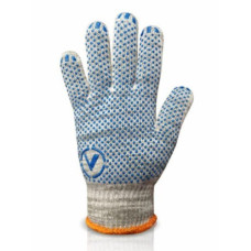 Перчатки трикотажные, с ПВХ 10-й класс, размер 10  (три нити), серый с белым /8413