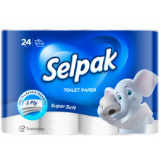 Туалетная бумага целлюлозная рулон   3-х слойн. (91мм*125мм/18,75м-150отр) на гильзе белая "Selpak"/32362000  (уп. 24шт)