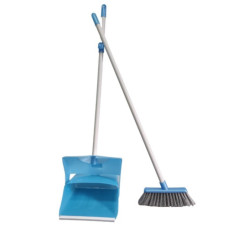 Совок для мусора пластиковый с крышкой + щетка