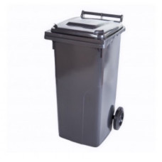 Контейнер для мусора уличный на колесах с крышкой, серый, пласт. 120 л,169097