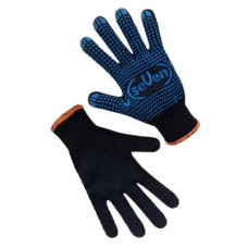 Перчатки трикотажные, с ПВХ 10-й класс, размер 10  (три нити), черные, "Seven"