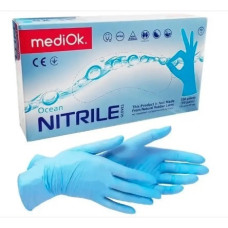 Перчатки нитриловые, не опудренные, р. S (100 шт) синие, mediOk