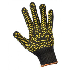 Перчатки трикотажные с нанесением ПВХ, "Корона", цвет чёрный р.10