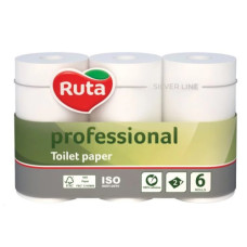 Туалетная бумага целлюлозная рулон 2-х слойн. (190мм*55м/500 отрывов) на гильзе белая "RUTA Professional" (уп. 6шт)