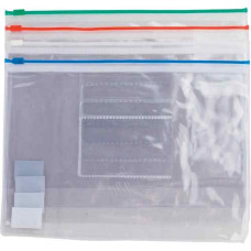 Конверт пластиковий, А5,  на блискавки, прозор., мix, BM.3947-99