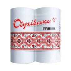 Рушники паперові целлюлозні білі, рулон.(230*220мм/16м) 2-х слойн/38отр (2шт) Обухов