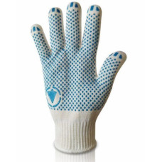 Перчатки трикотажные с ПВХ  белые 10-й класс (4 нитки) 8410 р.8