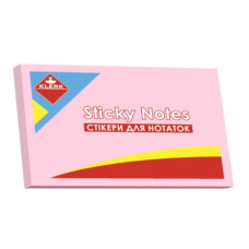 Бумага для заметок клейкая 50х76х100л розовая пастель KL21514