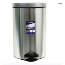 Ведро для мусора металическое с металлической крышкой с педалью 20л серебро