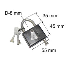 Замок навесной (45мм/d8мм) контрольный ВС5-1 8300971
