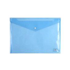Папка на кнопці  А4, прозора,синя, глянцева, 180мкн,1402-22-A