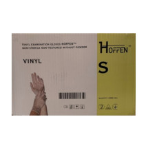 Перчатки виниловые   не опудренные M (100 шт) прозрачные HOFFEN Перчатки виниловые   не опудренные M (100 шт) прозрачные HOFFEN