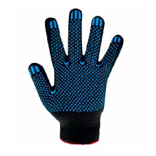 Перчатки трикотажные с ПВХ  черные 10-й класс размер 10 (4 нитки) 8411