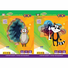 Папір кольоровий А4, 9 кольорів (18 арк.), ZB.1900