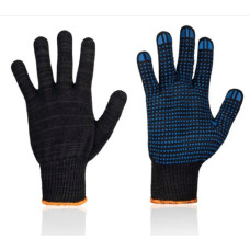 Перчатки трикотажные с ПВХ  черные 10-й класс (пять нитей)  размер 10 SG-508