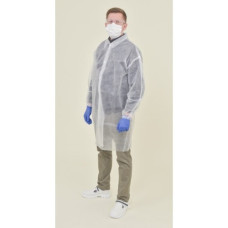 Халат полипропиленовый белый на кнопках, 30г/м2 р.XL в индивидуальной упаковке