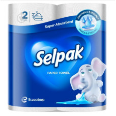 Рушники паперові целлюлозні білі, рулон.(2шт)