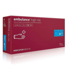 Рукавички латексные, размер L, в упаковке 25 пар, HIGH RISK Ambulance