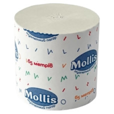 Папір туалетний макулатурний (90мм *102мм/65м) вибілений, "Mollis"